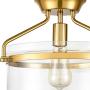 Modern Mid-Century Gold Clear Glass Ceiling Lights Brass 14'' Wide Semi Flush Mount Ceiling Lighting Fixture for Bedroom Kitchen Hallway Bathroom