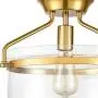 Modern Mid-Century Gold Clear Glass Ceiling Lights Brass 14'' Wide Semi Flush Mount Ceiling Lighting Fixture for Bedroom Kitchen Hallway Bathroom