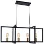 Modern Island Light for Kitchen Chandelier Light Fixture, 4-Light Rustic Pendant Light Vintage Dining Light Fixture Matte Black with Antique Brass Finish