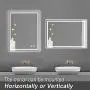 DLLT Dimmable Wall Mounted Mirror with Light, 32 x 24 Touch LED Lighted Bathroom Mirrors, Makeup Vanity Mirror with Lights for Bedroom, Waterproof Wall Lighting Mirror, Anti-Fog, (Horizontal/Vertical）