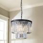 Saint Mossi Modern K9 Crystal Raindrop Chandelier Lighting Flush Mount LED Ceiling Light Fixture Pendant Lamp for Dining Room Bathroom Bedroom Livingroom 6 E12 Bulbs Required H14'' X D18''