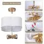 VILUXY Semi-Flush Mount Ceiling Light Fixture Off-White Fabric Drum Shade Antique Brass Brush Paint Finish for Bedroom, Dining Room, Corridor, Living Room 13.77'' 4-Light VILUXY Semi-Flush Mount Ceiling Light Fixture Off-White Fabric Drum Shade Antique Brass Brush Paint Finish for Bedroom, Dining Room, Corridor, Living Room 13.77'' 4-Light