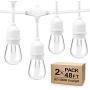 2 Pack 48FT LED Outdoor String Lights with 5000K Daylight White, Waterproof Hanging String Lights Commercial Grade Patio Lights with Dimmable Shatterproof Bulbs for Bistro Backyard White Cord