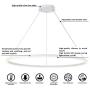 ROYAL PEARL Foyer Chandelier LED Contemporary Adjustable 1 Ring Hanging Pendant Light Fixture for Kitchen Island Living Dining Room Bedroom Hallway 3000K Warm White