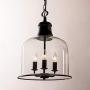 LITFAD 3 Lights Cup Shape Pendant Light Fixture Traditional Industrial Vintage Retro Single Chandelier Clear Glass Ceiling Light for Dining Room Hallway Bedroom Cafe Black