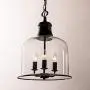 LITFAD 3 Lights Cup Shape Pendant Light Fixture Traditional Industrial Vintage Retro Single Chandelier Clear Glass Ceiling Light for Dining Room Hallway Bedroom Cafe Black