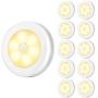 AMIR Upgraded Motion Sensor Lights, Battery-Powered LED Night Lights, Stick-Anywhere Closet Lights Stair Lights, Wall Lights for Hallway, Bathroom, Bedroom, Kitchen etc. (Warm White - Pack of 10)