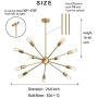 AIGU 12-Lights Chandelier Gold Light Fixture Ceiling Light Fixture Hanging Pendant Lighting Decor Modern Mid Century Brass Light for Living Dining Room Bedroom Kitchen