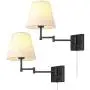 Swing Arm Wall Lamp Plug-in Cord Industrial Wall Sconce with On/Off Switch Wall Lights Fixtures 2-Lights Swing Arm Wall Lamp Plug-in Cord Industrial Wall Sconce with On/Off Switch Wall Lights Fixtures 2-Lights