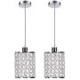 MonDaufie 2 Pack Crystal Pendant Light,Adjustable Ceiling Pendant Lighting for Kitchen Island,Dining Room,Bar,Dimmable Chandelier with Long Cord,Chrome Finish