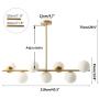 Modo Lighting Modern Gold Chandeliers Brushed Brass Ceiling Pendant Light Globe Glass Hanging Light for Dining Room Living Room Bedroom (7-Light)