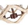 Farmhouse Wood Drum Chandelier with 3-Light, Geometric Hollow Design, Cottage Wooden Pendant Ceiling Lighting for Dining Room, Living Room, Foyer