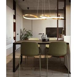 Modern Chandelier Circular LED Dimmable 77W 1 Linear Chandelier LED Acrylic Pendant Chandeliers Lighting Contemporary Dining Table Entry Kitchen Island with Remote Hanging Light (Golden-77W)