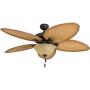 Honeywell Ceiling Fans 50507-01 Palm Island 52-Inch Tropical Ceiling Fan with Tuscan Bowl Light, Five Leaf/Wicker Blades, Indoor/Outdoor, Sandstone