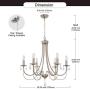 Brushed Nickel Chandelier with Clear Crystal Modern Farmhouse Lighting Candle 6 Lights Kitchen Pendant Lighting Hanging for Dining Room Living Room by Lucidce