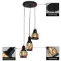 BRIVOLART Industrial 3-Light Pendant Light Black Finished Ceiling Wall Light Glass E26 Base Edison Island Light Chandelier(Exclude Bulbs)