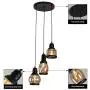 BRIVOLART Industrial 3-Light Pendant Light Black Finished Ceiling Wall Light Glass E26 Base Edison Island Light Chandelier(Exclude Bulbs)
