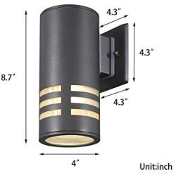 TENGXIN Outdoor Wall Sconce,Up/Down Porch Light,Stainless Steel 304 and Toughened Glass,Black Finished,E27,UL Listed,8.7 Inch Height.