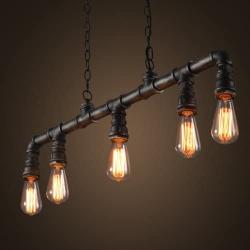LightInTheBox Industrial Vintage Style LOFT Water Pipe Chandeliers 5-Light hanging ceiling chandelier Edison Personalized Fixture Lighting 110-120 V For Kids Room, Study Room/Office, Dining Room