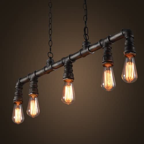 LightInTheBox Industrial Vintage Style LOFT Water Pipe Chandeliers 5-Light hanging ceiling chandelier Edison Personalized Fixture Lighting 110-120 V For Kids Room, Study Room/Office, Dining Room