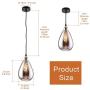 Gladfresit Industrial Pendant Lights for Kitchen Island, Modern Teardrop Glass Lighting Fixture Mirrored Finish Brushed Nickel Adjustable, Medium-Hanging Light for Coffee Table (Bulb Not Included)…