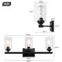 WBinDX 3 Lights Bathroom Vanity Light Fixtures Black Wall Sconce Modern Industrial with Clear Glass Shade for Bedroom Living Powder Room Hallway Kitchen