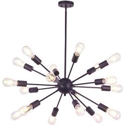 VINLUZ Sputnik Chandelier Oil Rubbed Bronze 18 Light Modern Pendant Lighting Rustic Dining Room Ceiling Light Fixtures UL Listed