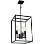 VINLUZ 4 Light Large Industrial Metal Farmhouse Pendant Light Black Square Wide Cage Chandelier with Painted Finish for Dining Room Foyer Living Room Cafe Bar