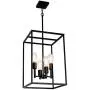 VINLUZ 4 Light Large Industrial Metal Farmhouse Pendant Light Black Square Wide Cage Chandelier with Painted Finish for Dining Room Foyer Living Room Cafe Bar