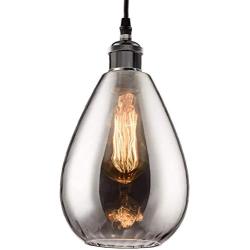 Gladfresit Industrial Pendant Lights for Kitchen Island, Modern Teardrop Glass Lighting Fixture Mirrored Brushed Nickel Adjustable, Medium-hanging Light for Coffee Table Dining Room(Bulb Not Included)