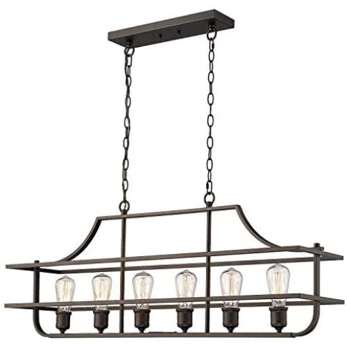 Zeyu 6-Light Kitchen Island Lighting, Dining Room Pendant Light Fixture in Oil Rubbed Bronze Finish, 9808-6LP ORB
