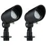 Lumina 4W LED Landscape Lights Cast-Aluminum Waterproof Outdoor Low Voltage Spotlights for Walls Trees Flags Light with Warm White 4W MR16 LED Bulb and ABS Ground Stake Bronze SFL0104-BKLED2 (2PK)