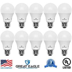 Great Eagle A19 LED Light Bulb, 12W (75W Equivalent), UL Listed, 4000K (Cool White), 1050 Lumens, Non-dimmable, Standard Replacement (10 Pack)