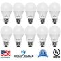 Great Eagle A19 LED Light Bulb, 12W (75W Equivalent), UL Listed, 4000K (Cool White), 1050 Lumens, Non-dimmable, Standard Replacement (10 Pack)