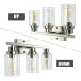 Bathroom Light fixtures 3 Light, Brushed Nickel Wall Sconce with Clear Glass Shade and Metal Base for Hallway,Living Room,Over Mirror