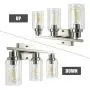 Bathroom Light fixtures 3 Light, Brushed Nickel Wall Sconce with Clear Glass Shade and Metal Base for Hallway,Living Room,Over Mirror