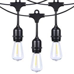 Afirst LED Outdoor Patio Lights 20Ft with 15 Bulbs Edison Lights Weatherproof Outdoor String Lights for Backyard Party Market Wedding Black