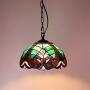 Tiffany Hanging Light W12H32 Inch Green Stained Glass Pendant lamp 1E26 Liaison Style S160G WERFACTORY Series Lamps Chandelier Ceiling Fixture Kitchen Island Bar Hallway Living Room Dining Room Loft