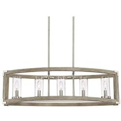 Kerr Wood Brushed Nickel Linear Pendant Chandelier 32 3/4'' Wide Modern Farmhouse 5-Light Fixture for Kitchen Island Dining Room - Possini Euro Design