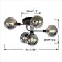 BOKT Sputnik Chandelier 5 Heads Semi Flush Mount Ceiling Light Glass Globe Ceiling Pendant Light Fixture for Kitchen Dining Room Living Room Bedroom Hallway, Bulbs Included (Smoke Gray Shade,Silver)