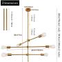 Sputnik Chandelier 6-Light Pendant Lighting Fixture Modern Brass Ceiling Light Fixture Industrial Semi-Flush Mount Ceiling Lamp for Dinning Room Bedroom Kitchen (Gold)
