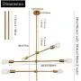 Sputnik Chandelier 6-Light Pendant Lighting Fixture Modern Brass Ceiling Light Fixture Industrial Semi-Flush Mount Ceiling Lamp for Dinning Room Bedroom Kitchen (Gold)