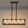 JinYuZe Black 5-Light Kitchen Island Light,Clear Glass Shade Metal Frame Linear Pendant Lighting,Pool Table Light for Living Room Dining Room Bedroom