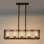 JinYuZe Black 5-Light Kitchen Island Light,Clear Glass Shade Metal Frame Linear Pendant Lighting,Pool Table Light for Living Room Dining Room Bedroom
