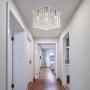 Modern K9 Crystal Raindrop Chandelier Lighting 5 Lights Flush Mount LED Ceiling Light Fixture, L13.7''x W13.7''x H11''Pendant Lamp for Dining Room,Living Room,Hallway.