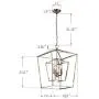 Decomust 17'' Lantern Pendant Light Industrial Vintage Lantern Iron Cage Hanging with 3-Light, Chandelier for Traditional Dining Room Bar Cafe (Chrome)