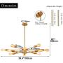 CLAIRDAI Chandelier 12 Lights Pendant Lighting Gold Sputnik Chandeliers Mid Century Ceiling Light Fixtures for Kitchen Dining Area Living Room