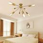 LMSOD 8-Light Sputnik Chandelier Gold Semi Flush Mount Ceiling Light Modern Pendant Light for Dining Room Kitchen Living Room Bedroom