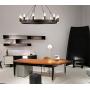 LITFAD Industrial Antique Style Round Chandelier Light 12 Lights Metal Pendant Lighting Retro Ceiling Hanging Light in Black for Restaurant Dining Room Living Room