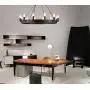 LITFAD Industrial Antique Style Round Chandelier Light 12 Lights Metal Pendant Lighting Retro Ceiling Hanging Light in Black for Restaurant Dining Room Living Room